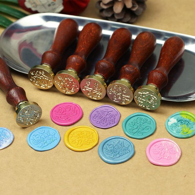 

Vintage Wood Handle Sealing Wax Stamp DIY Invitation Wax Seal Stamp for Birthday Wedding Handmade Art Craft Envelope Sealing