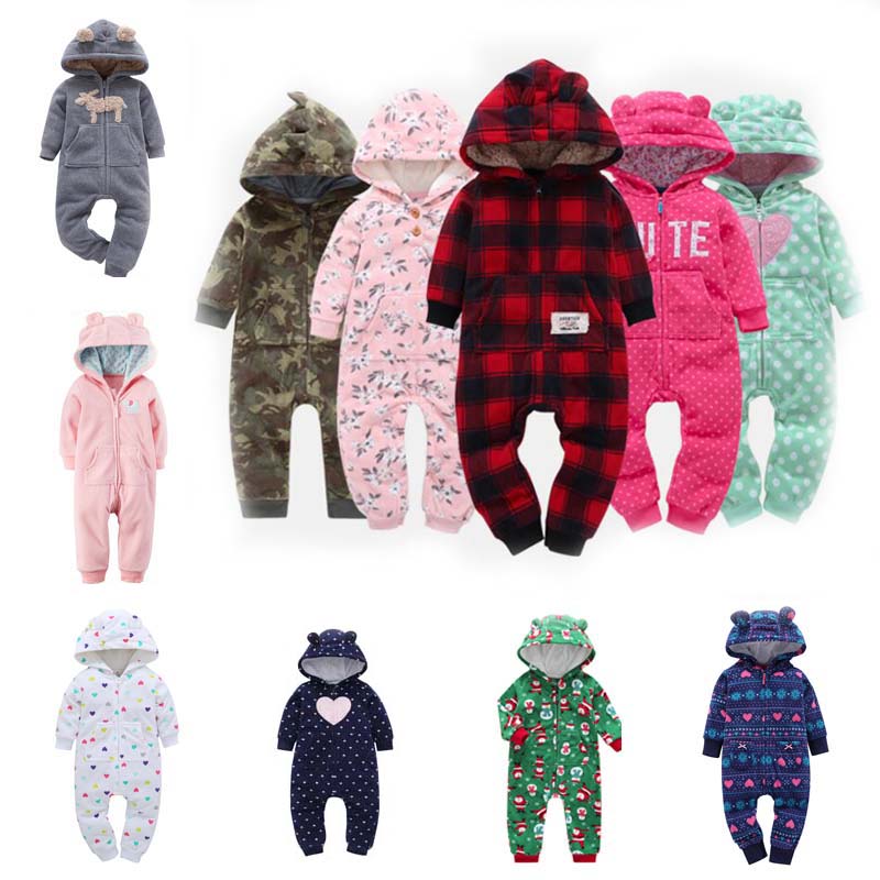 

Newborn Baby Rompers 2020 Winter Warm Zipper Clothes Knitted Hoodied Warm Animal Overall jumusuits Infant Baby boy girl clothing, Style 25