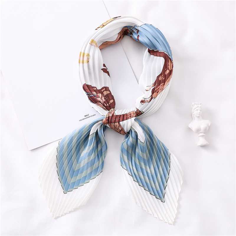 

2020 New Women Crinkle Silk Scarf Square Female Chiffon Pleated Neck Scarfs for Ladies Head Band Animal Print