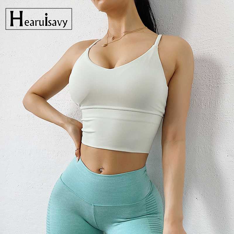 

Sexy V-neck sports bra high impact shockproof running crop top women breathable gym tops fitness push up workout bras, Black