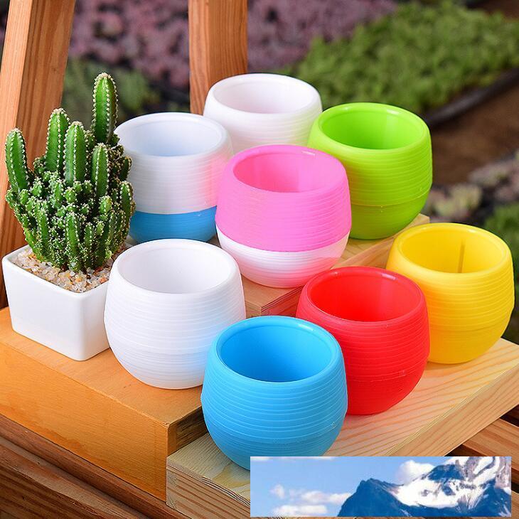 

Mini Round Plastic Unbreakable Succulent Plant Flower Pot Garden Home Office Desktop Micro Landscape Decor LX2309