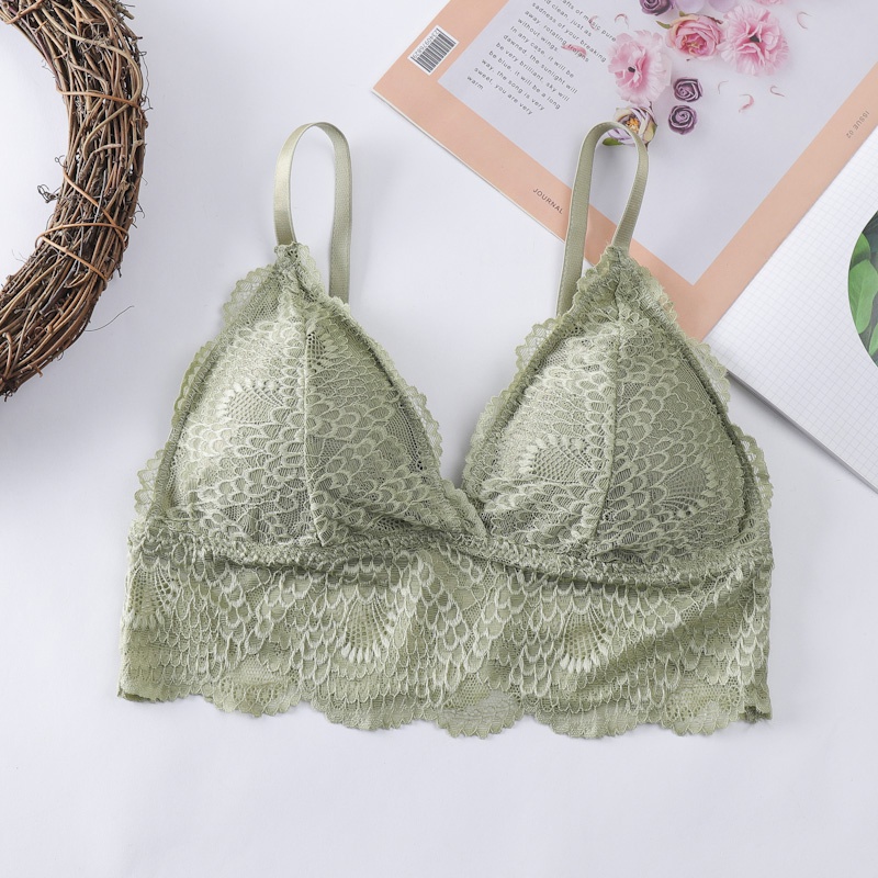 

French Style Deep V Lace Seamless Bras Push Up Padded No Steel Ring Thin Soft Underwear Triangle Cup Lingerie For Women