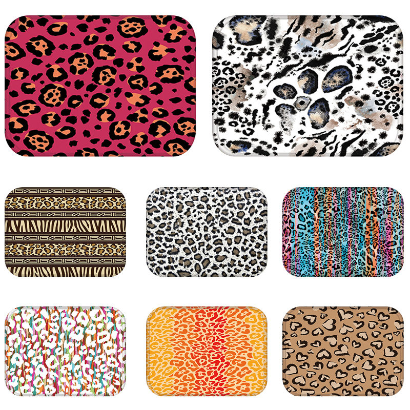 

Leopard Pattern Kitchen Entrance Door Mat Coral Velvet Carpet Rubber Colorful Indoor Floor Mats Non-Anti-Slip Kitchen Rug tatami, 2dd-48256-007