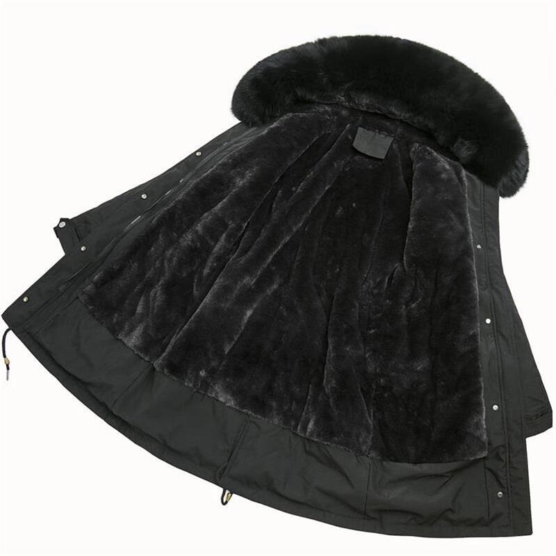 

Big Fur Winter Coat Female Jacket New 2020 Hooded Parka Winter Jacket Women Wadded Ladies Warm fur lining Women' down, Green