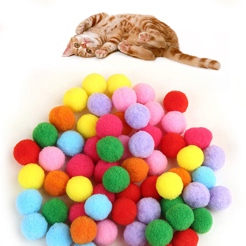 

10 20 pcs/lot Soft Cat Toy Plush Balls Kitten Toys Candy Color Colorful Ball Interactive Cat Toys Play Scratch Catch Hamster Toy