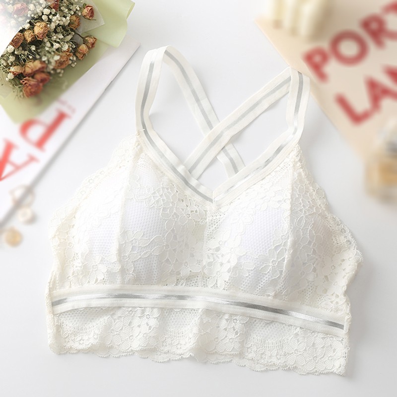 

2020Fashion Casual Women Lace Strap Bras Tops Tube Chest Wrap Bandeau Underwear Black White, As picture shown
