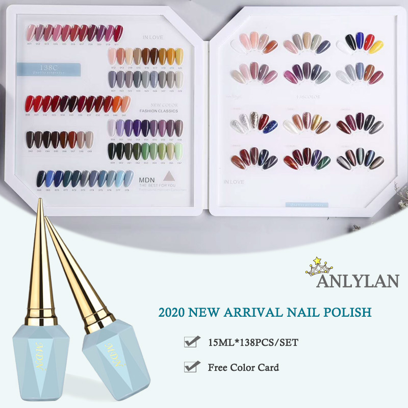 

ANLYLAN 138 Colors Fashion Semi Permanet Top Coat Color Gel Nail Gel Polish For Nail Art UV Lacquer For Manicure Polish