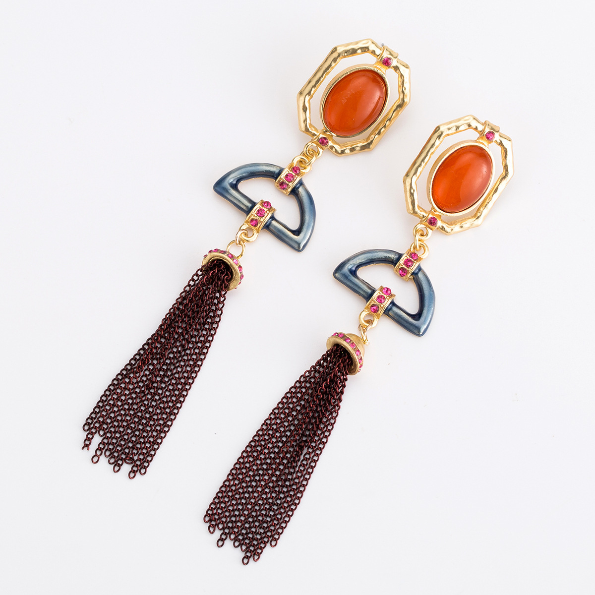 

Hot sale alloy resin tassel earrings multi-layer fashion earrings exaggerated Bohemia