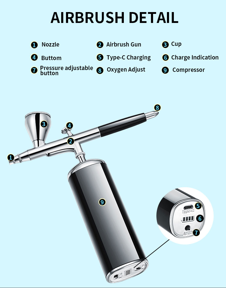 Wholesale Best Quality Type Integrated Mini Cordless Airbrush Barber Makeup Kit Machine System