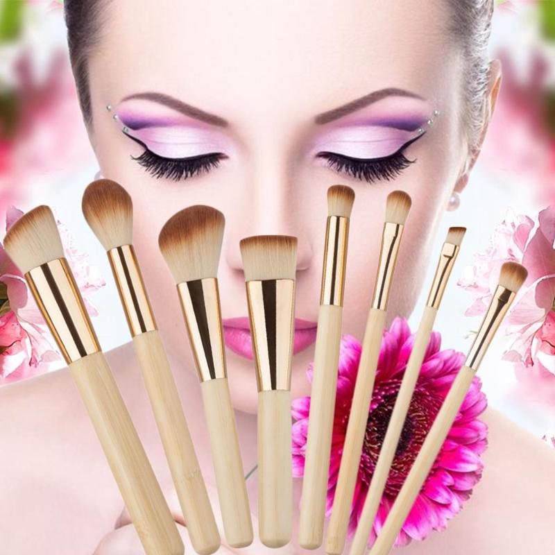

8Pcs/Set Natural Bamboo Professional Makeup Brushes Set Powder Foundation Eyeshadow Blending Brush Cosmetic Make up Tools