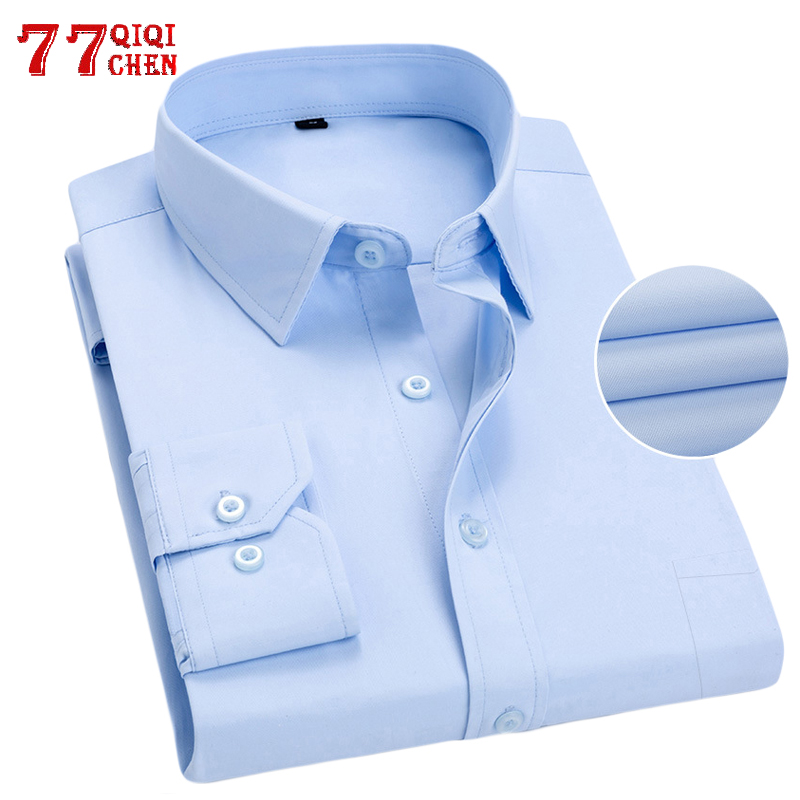 

2020 Summer Men's Casual Shirt Long Sleeve Slim Fit Business Shirts For Male Big Size 5XL 6XL 7XL Men Dress Shirt Chemise Homme