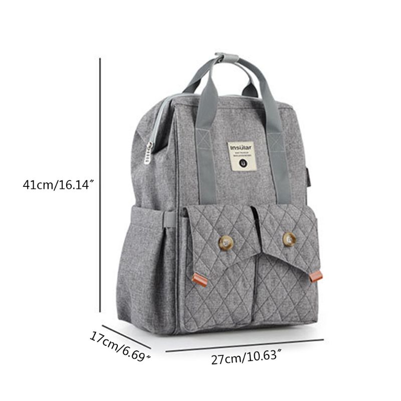 

Waterproof Mummy Bag with Stroller Strap Travel Large Capacity Nappy Diaper Bag D0