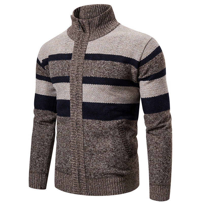 

Designer Mens Knitted Sweaters Stand Collar Winter Wool Jumper Zipper Cardigan Sweatshirt Striped Men Sports Sweater Coat Jacket Pullover, Blue grey