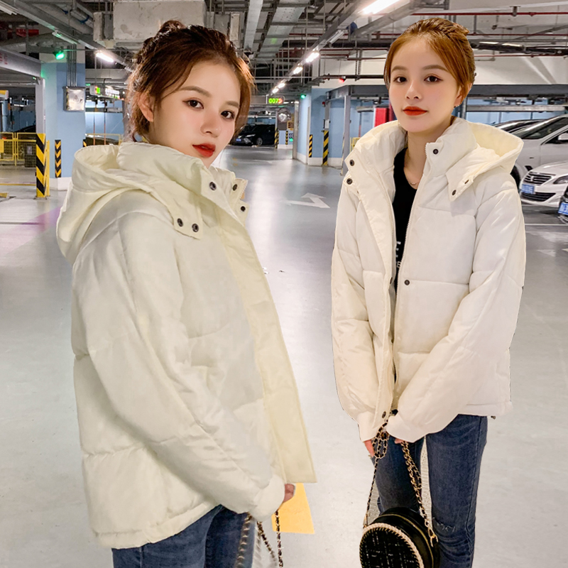 

Warm Thicken Winter Hooded Jacket Women Short Coat 2020 Fashion Parkas Female Loose Cotton padded Outerwear Casual Winter Tops, Navy blue