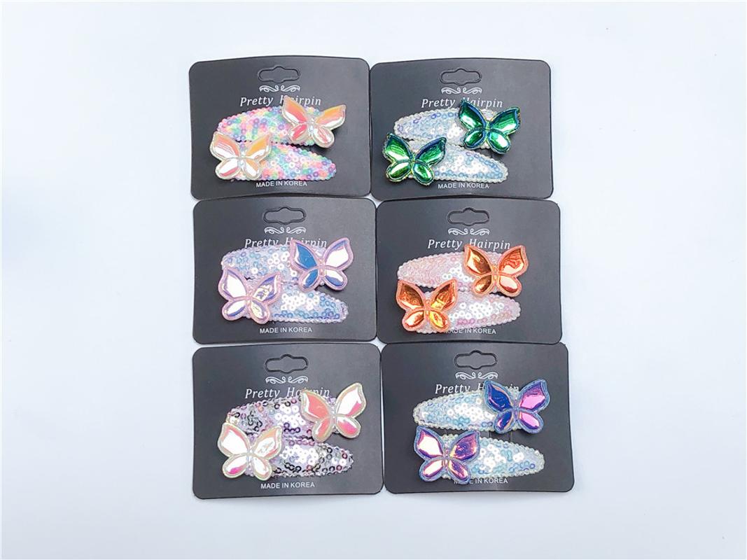 

Boutique ins 12Pairs Fashion Cute Glitter Laser Butterfly Snap Clips Solid Animal Sequin Barrettes Princess Hair Accessories