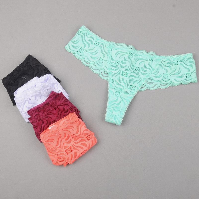 

3pcs/pack Cotton Floral Panties Ladies G-string underwear sexy Ladies thong women panties plus size sexy lace transparent, White