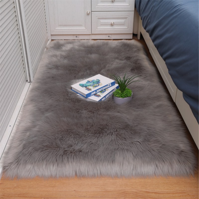 

Grey bedroom carpet fur soft fluffy carpet for living room modern shaggy floor White red black floor mat customizable, Gray