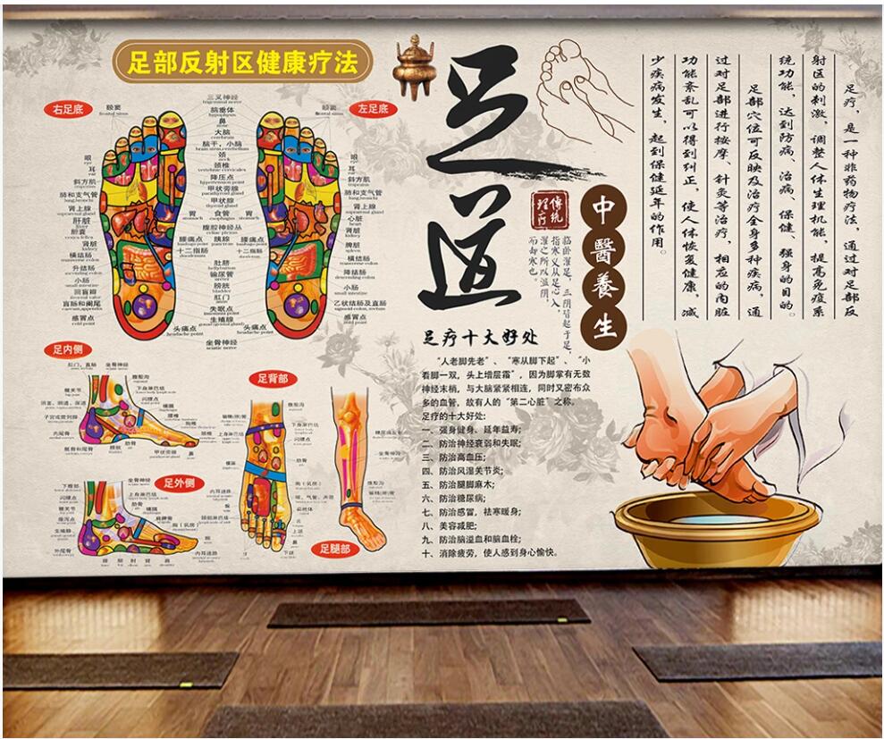 

3d photo wallpaper custom mural foot Chinese Medicine Traditional Physiotherapy Health Center home decor Wallpaper rolls in the room, Non-woven wallpaper