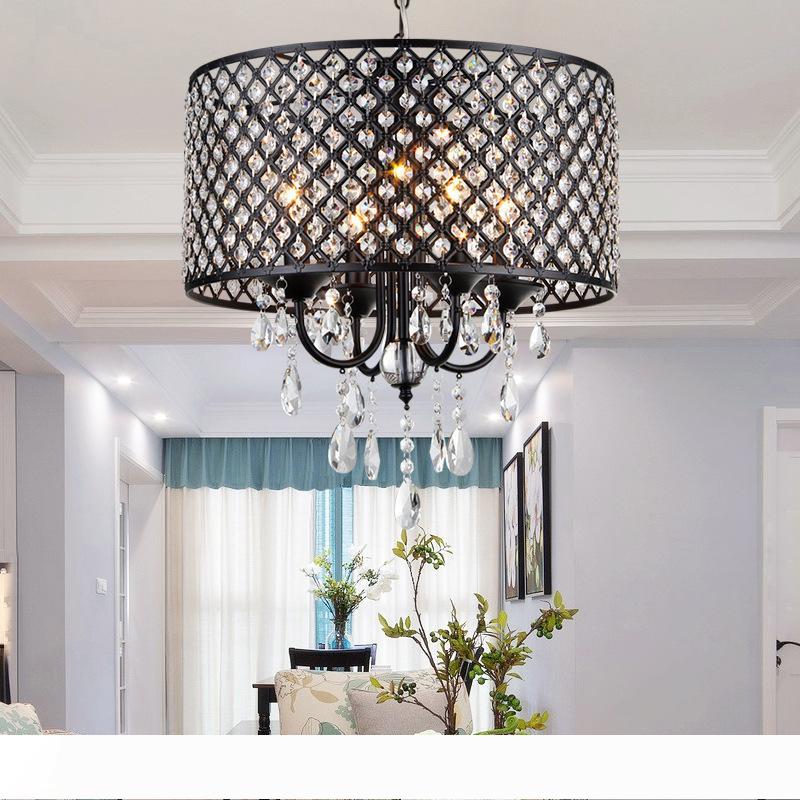 

Modern Chandeliers with 4 Lights Pendant Light with Crystal Drops in Round, Ceiling Light Fixture for Dining Room, Bedroom, Living Room