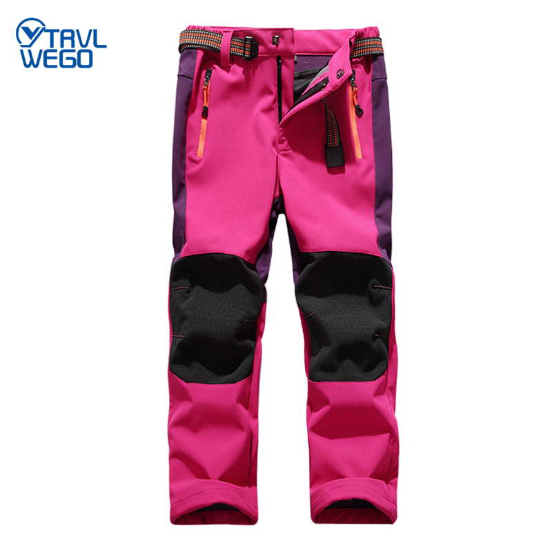 

TRVLWEGO Ski Pants Hiking Camping Child Waterproof Breathable Winter Fleece Soft Shell Thick Snow Pants Kids Skiing Trousers, Blue