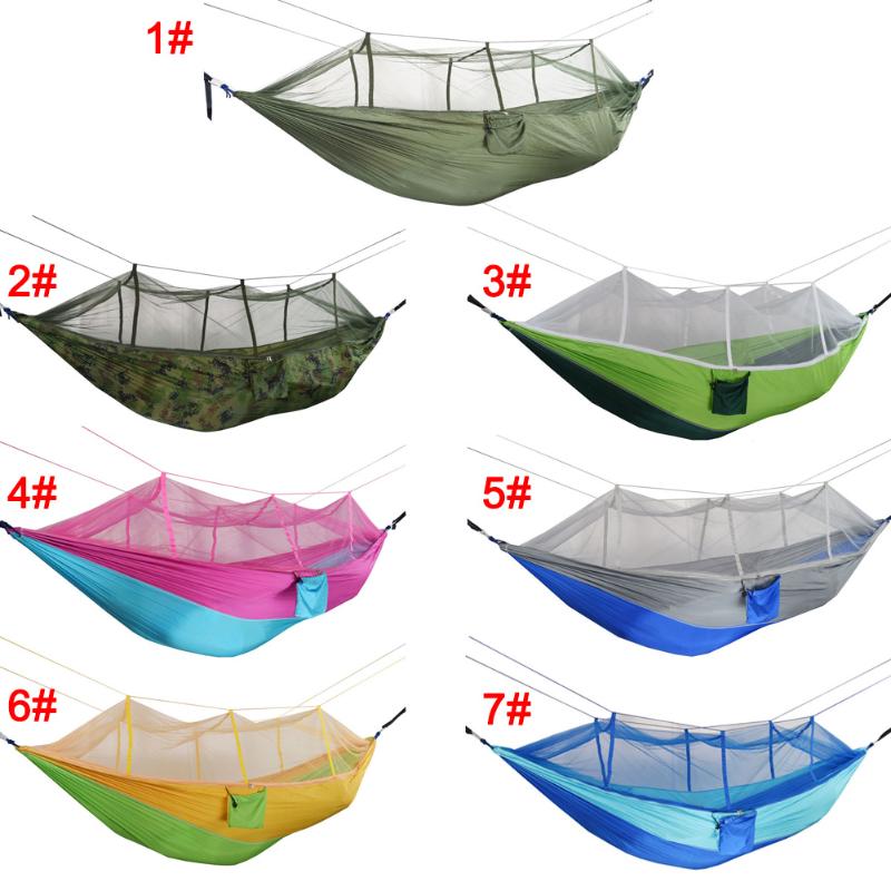 

Portable Double Swing Hammock Nylon Bed with Mosquito Net for CampingHiking B88