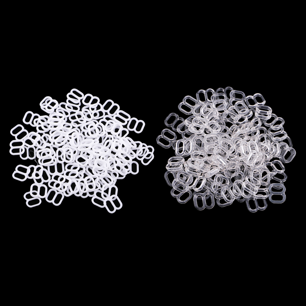 

200pcs 6mm nylon adjustment 8 hook bra slider buckle bikini fasteners, Black