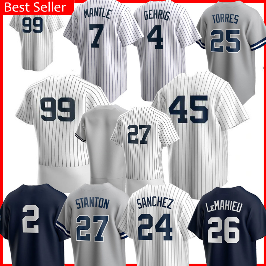

99 Aaron Judge 45 GERRIT COLE Jersey 2 Derek Jeter Sanchez 25 GLEYBER TORRES Don Mattingly DJ 42 Mariano Rivera LeMahieu Baseball Jerseys, Blue;black