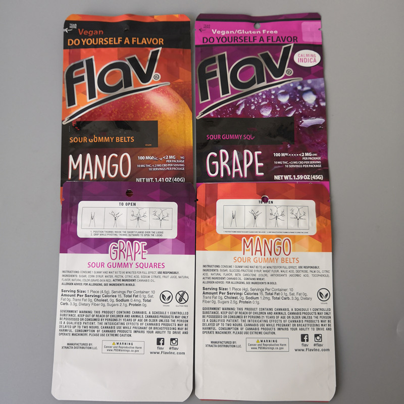 

Flav Sour Gummy Mylar bags Strawberry Belt Peach Rings Patch packaging Gummies Smell Proof Bags Gummies Bag Packaging