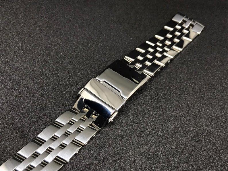

22 24mm Silver Two Tone Gold Stainless Steel Wrist Strap Watch Belt Watch Band Strap, Black;brown