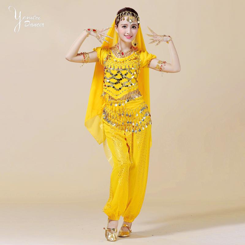 

Muticolor Available Professional Belly Dance Costume Set Adult Short Sleeve Tops and Loose Pants for Bellydancing India Clothing, Purple 2 pieces