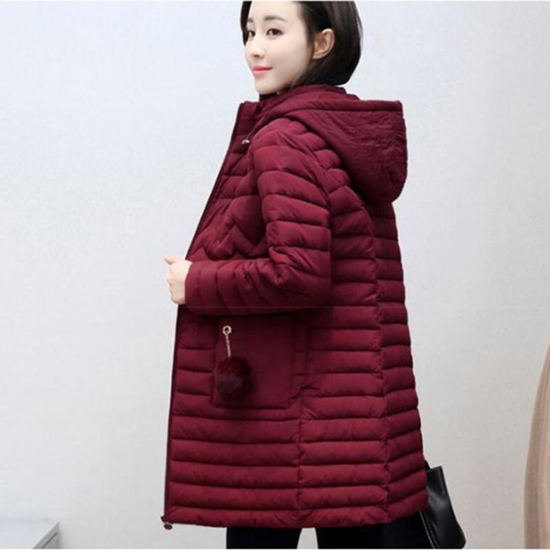 

New Women Cotton Jackets Hooded Women Coat Plus Size 6XL Thicken Winter Long Cotton Padded Outwear Casual Slim Parkas, Black