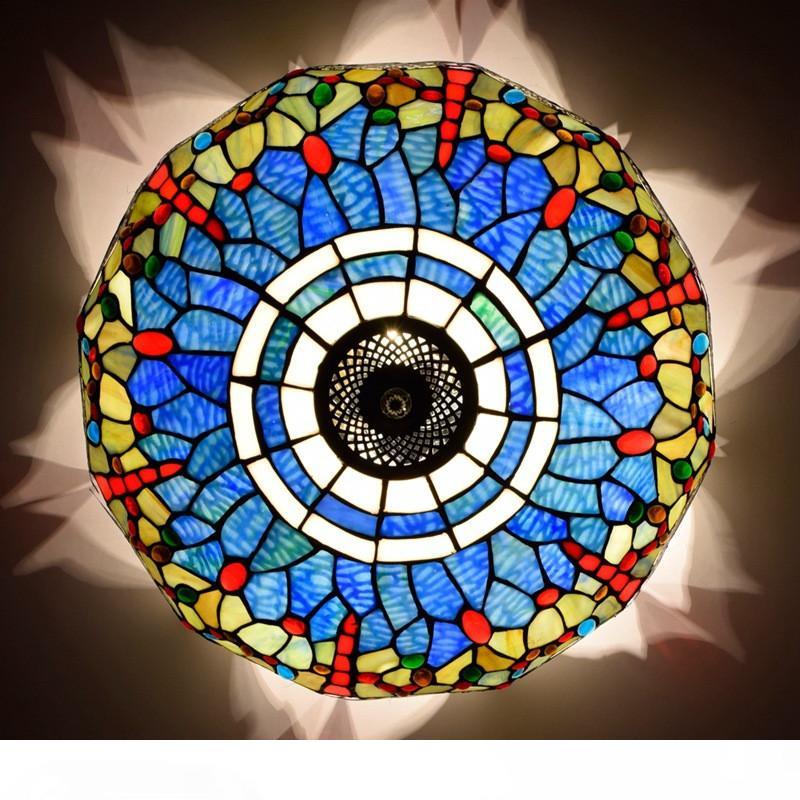 

Tiffany dragonfly stained glass lamp 16 inches living room bedroom ceiling lamps glass dome ceiling light TF028