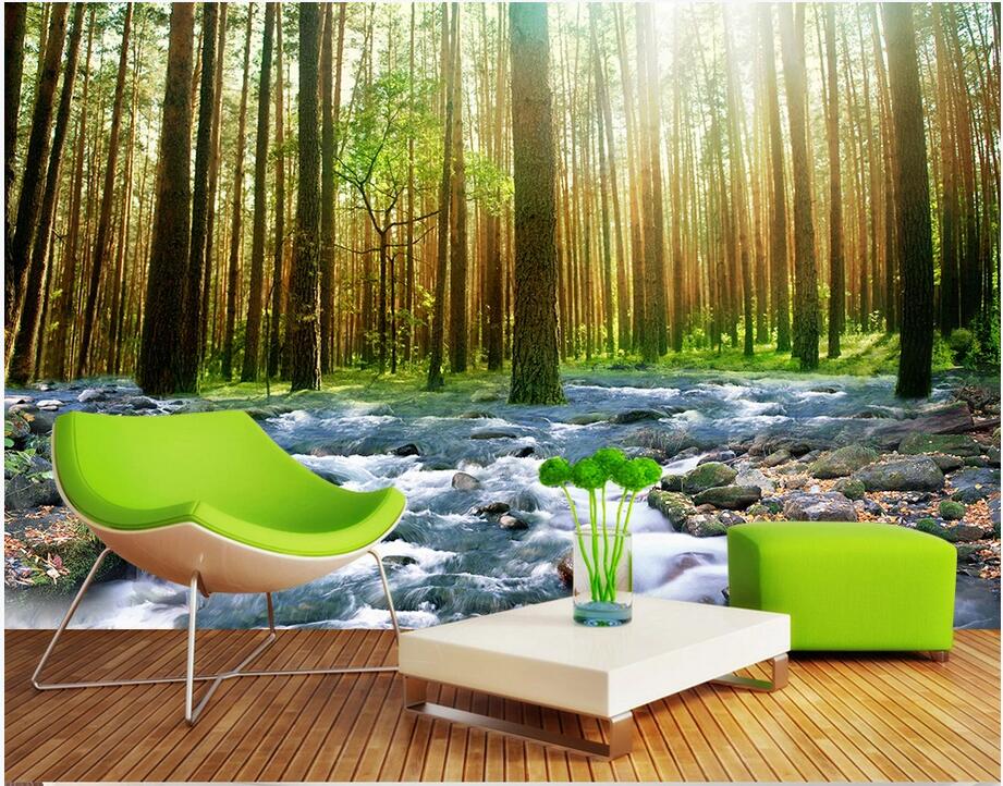 

3d wallpaper custom photo mural Forest flowing water 3D three-dimensional mural landscape 3d stickers wall murals wallpaper home decor, Non-woven wallpaper