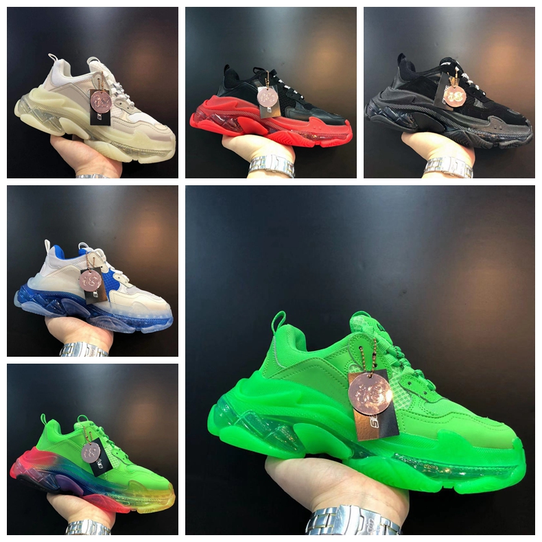 

2020 Fashion Running Shoes Bright Citron Triple-S 17FW Sport Sneakers Tripler Beige Rainbow Crystal Bottom Paris triple s Platform Shoes 45, #21 36-45