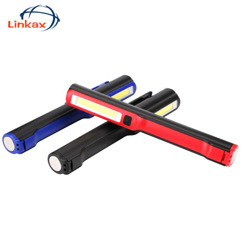 

COB LED Battery Magnetic Pen Clip Hand Torch 5 Modes Working Light