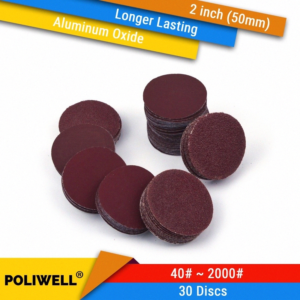 

30PCS 2 Inch(50mm) Aluminum Oxide Hook&Loop Red Grain Dry Sanding Discs for Woodworking Dremel Power Tools Polishing Accessories ED4d#