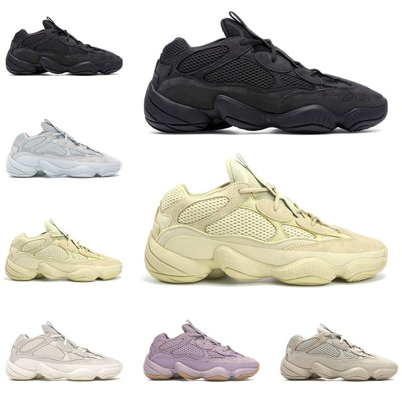 

500 Men Women Running Shoes Kanye West Soft Vision Stone Bone White Moon Yellow Utility Black Blush Salt Sports Sneakers Szie 5-11, Super moon yellow 36-45