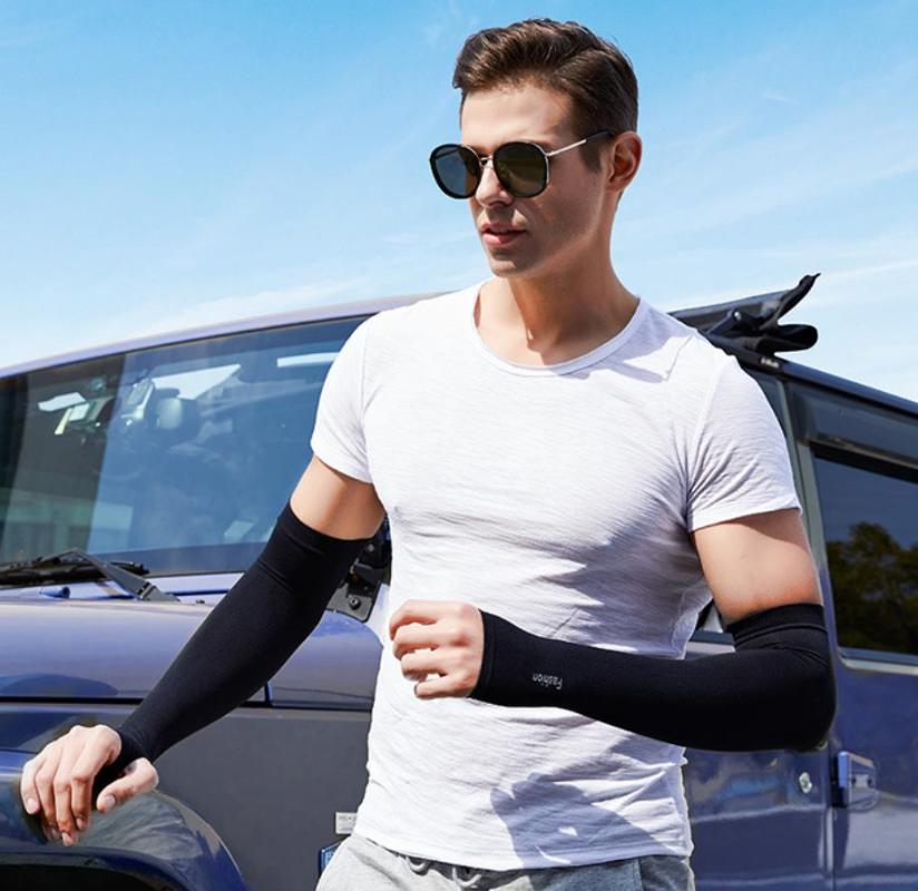 

2Pcs Fingerless Arm Warmers Sport Sleeveless Sun UV Protection Hand Cover Cooling Warmer Running Fishing Cycling Ski mangas, White