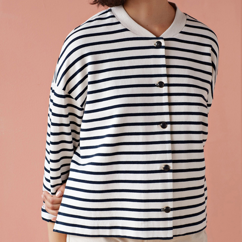 

Women Jacket 2020 Spring black white Striped Coat, Stripe