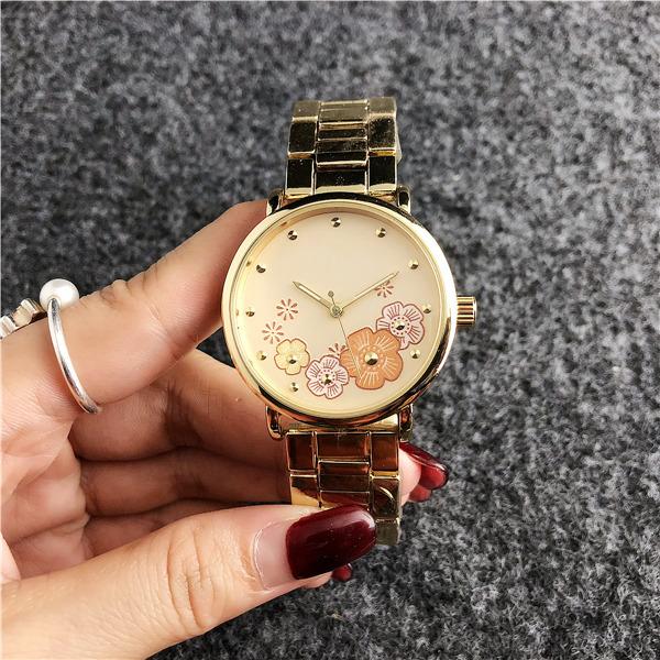 

Hot Women's Watch Four Seasons Flower Casual Fashion M Quartz Watch Steel Belt Folding Buckle 7220DH Free Shipping, Slivery;brown