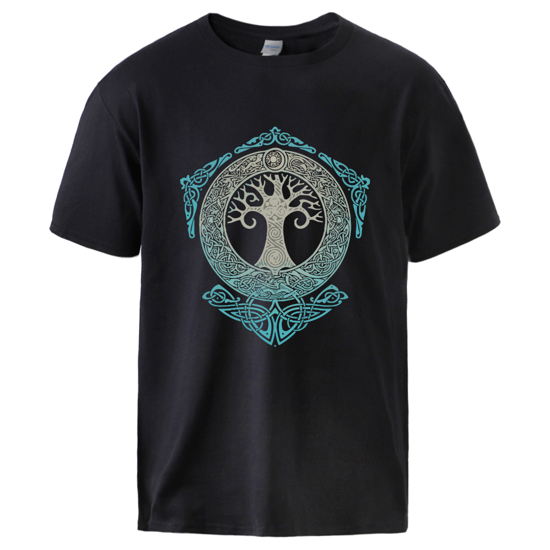 

Vikings Tshirts for Man Yggdrasil Norse Mythology Summer Cotton T shirts Tee Male Casual Short Sleeve Crewneck Sportswear Tee, Black 6
