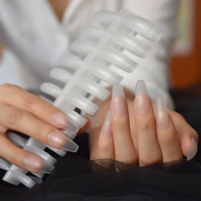 

10kits Clear Matte Coffin False Nails Women Acrylic Press on Fake Nail DIY Finger Faux Ongle Free Glue Sticker 240pcs, L5103-10kits