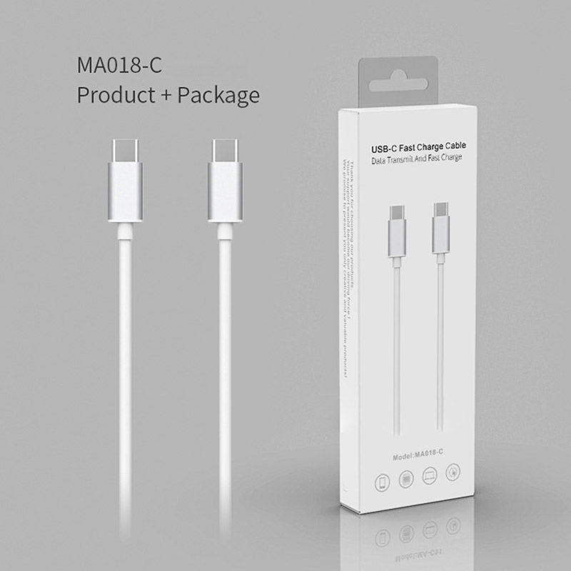 

Type C to Type C cable 60W PD fast charge 100cm 3ft high speed data transmission type-C charging cables with retail package, White