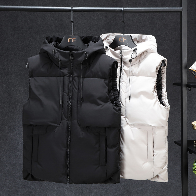 

Plus Size 7XL 6XL 5XL XXXXL Hoodie Vest For Men Winter Warm Thick Casual Windbreaker Sleeveless Jacket Male Classic Waistcoat, Black