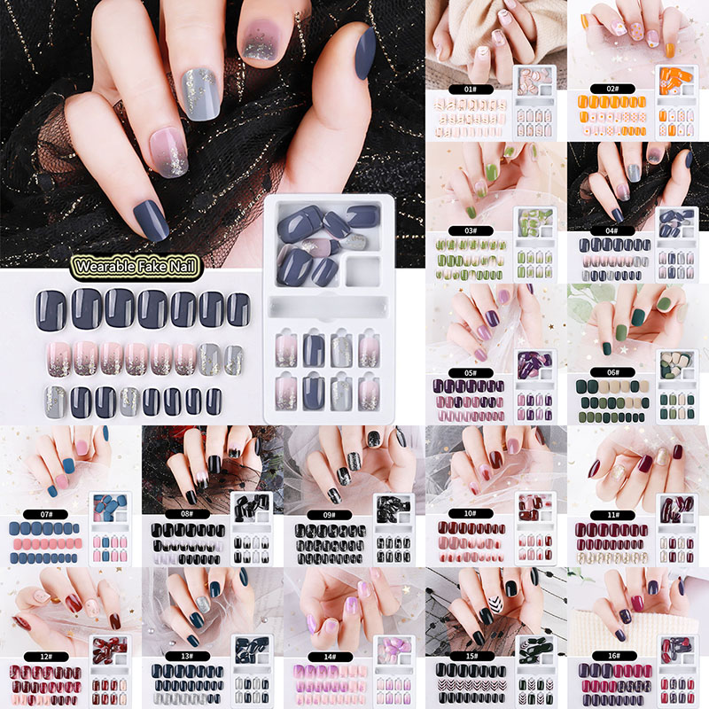 

24pcs Gradient Glitter Powder Wearable False Nails Comes with Jelly Glue Leopard Pattern Phototherapy Waterproof Removable Nails, 13
