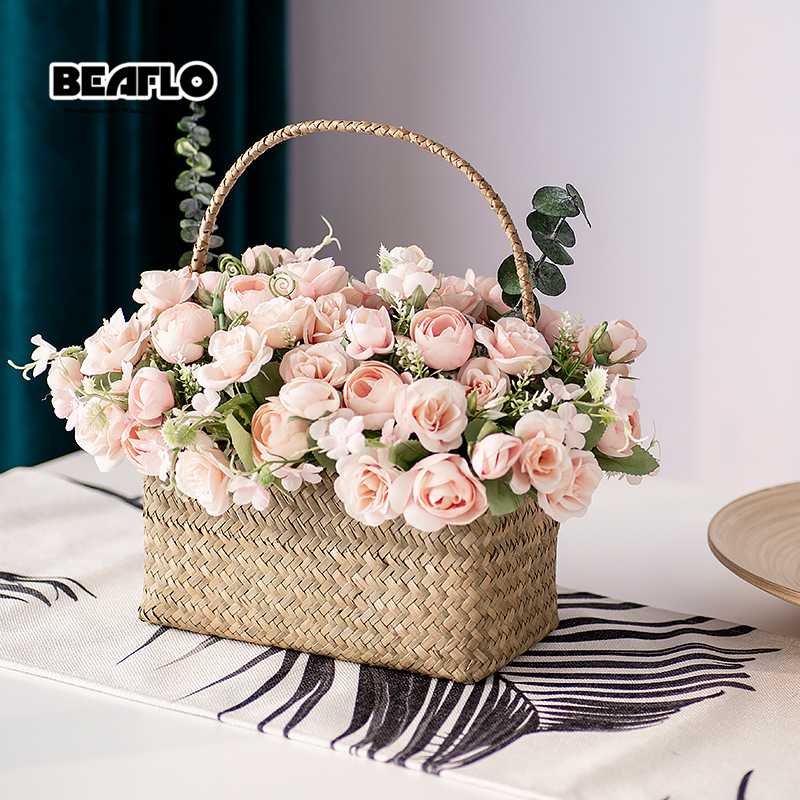 

29cm Fake Flowers Rose Bud Silk Flower Bouquet Flower Decoration Home Decor Artificial Flowers For Decoration Home Wedding, White