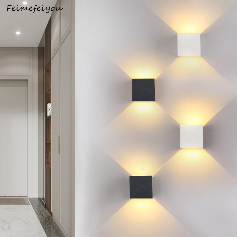 

waterproof outdoor lighting lampada LED Aluminium wall light rail project Square bedside lights bedroom wall decor arts