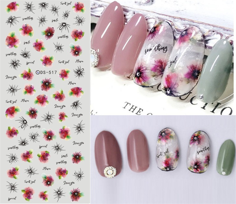 

2020 New popular korea nail art lasting full cover embossed adhesive colorful decorative flower 3d nail sticker Designs Nail Wraps DIY, Customize