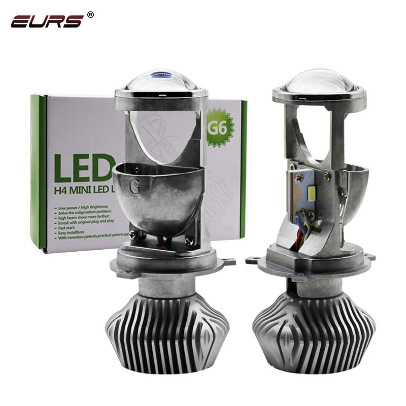 

EURS 2PCS Mini H4 LED Hi Lo beam Car headlight led projector lens G6 8000lm Super brightness Automobles Bulb Conversion