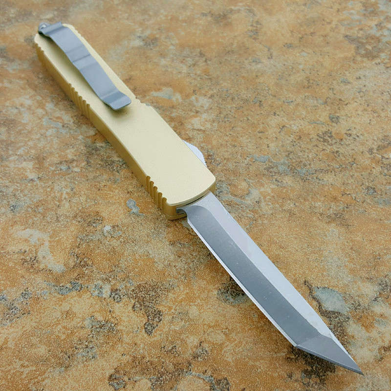 

ut121 gold double action tactical self defense folding edc knife camping knife hunting knives xmas gift pocket tool 17622
